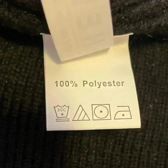 Sweater dress COLOR BLOCK ribbed knit faux wrap bodycon black gray women medium - Picture 11 of 16